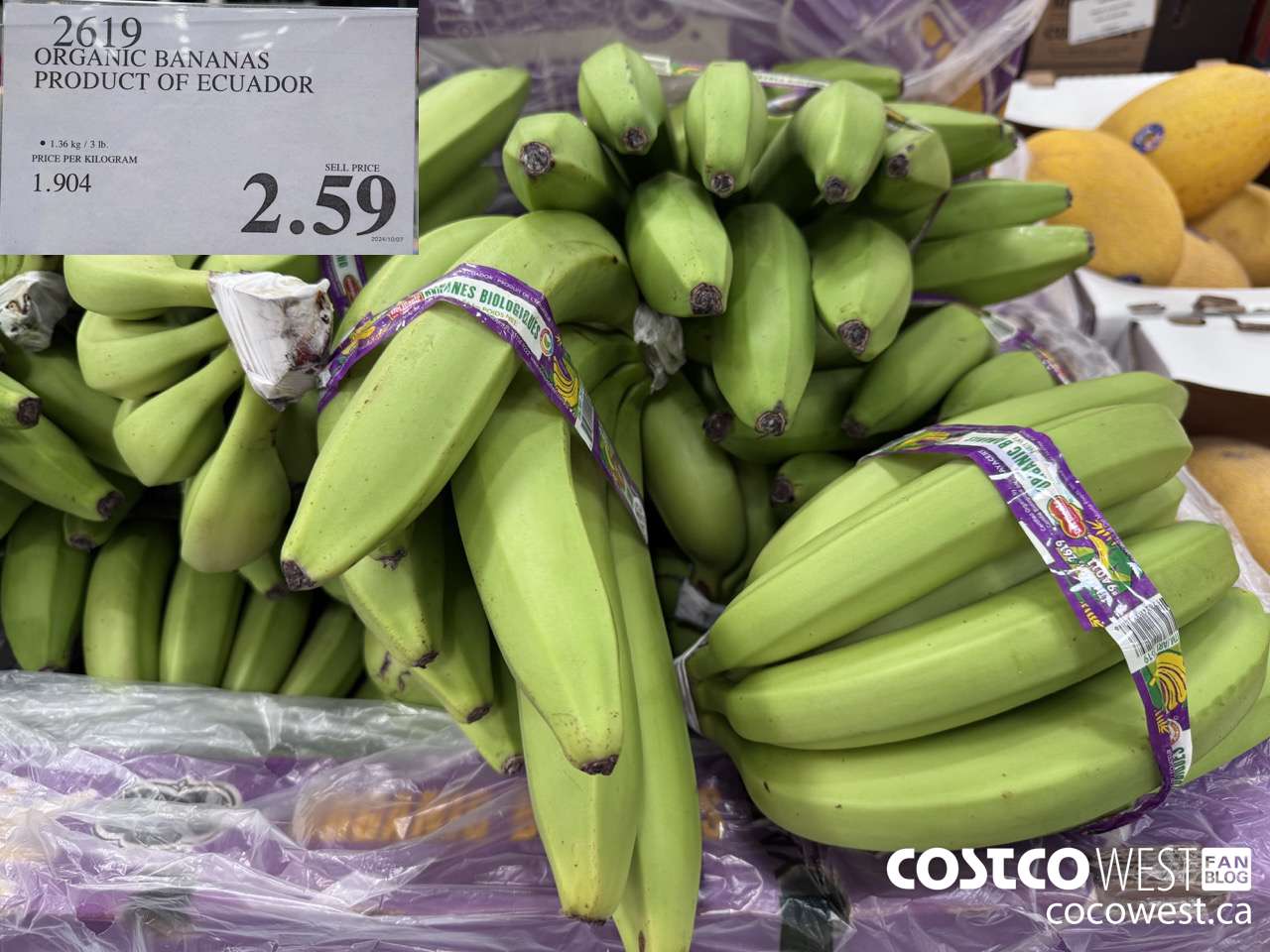 2619 ORGANIC BANANA PRODUCT OF ECUADOR $2.59