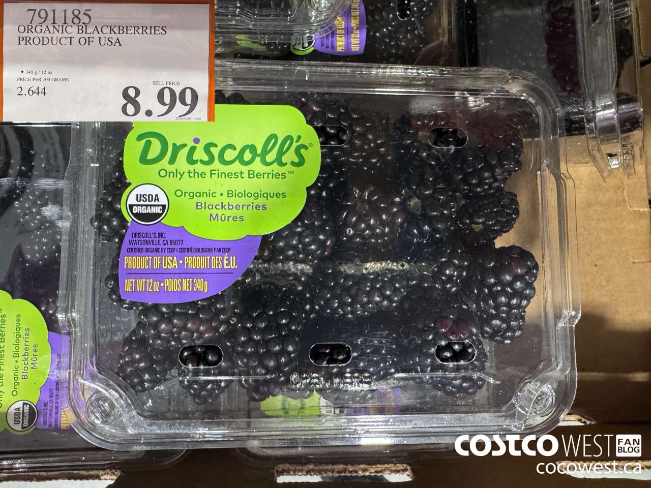 791185 ORGANIC BLACKBERRIES PRODUCT OF USA $8.99