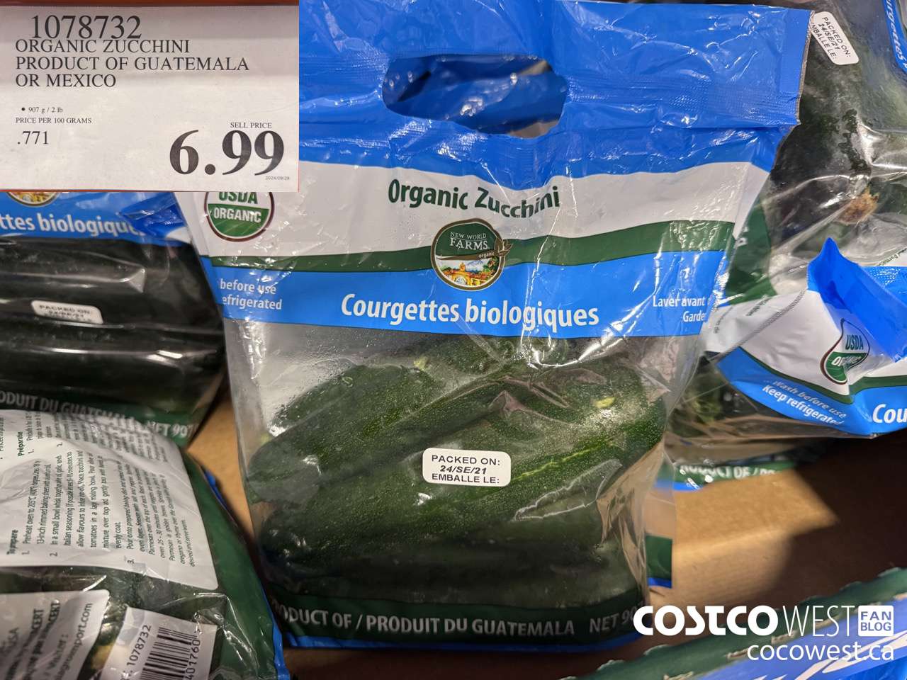 1078732 ORGANIC ZUCCHINI PRODUCT OF GUATEMALA OR MEXICO $6.99