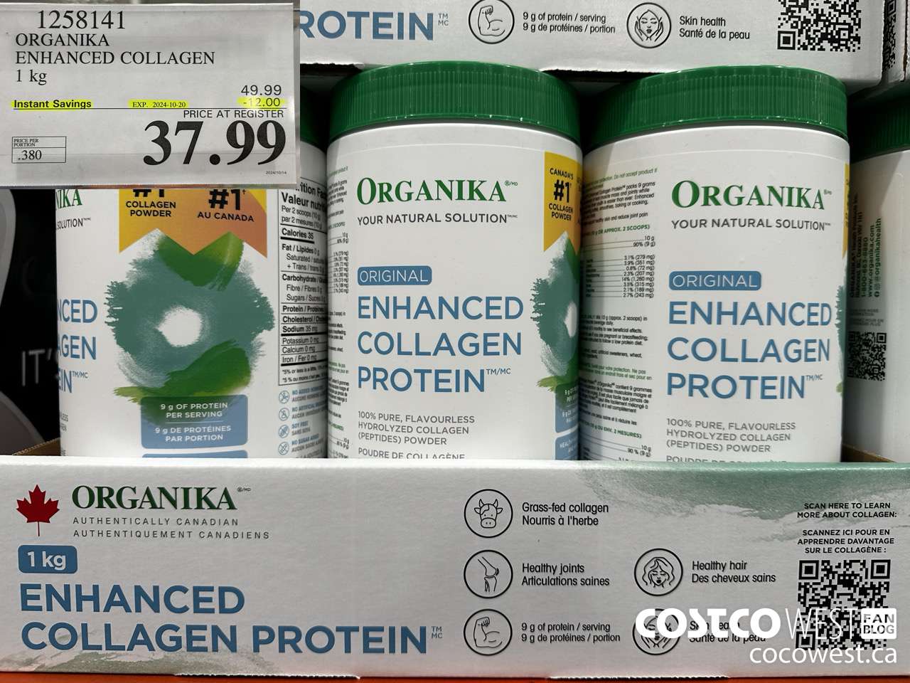 1258141 ORGANIKA ENHANCED COLLAGEN 1 kg ($12.00 INSTANT SAVINGS EXPIRES ON 2024-10-20) $37.99