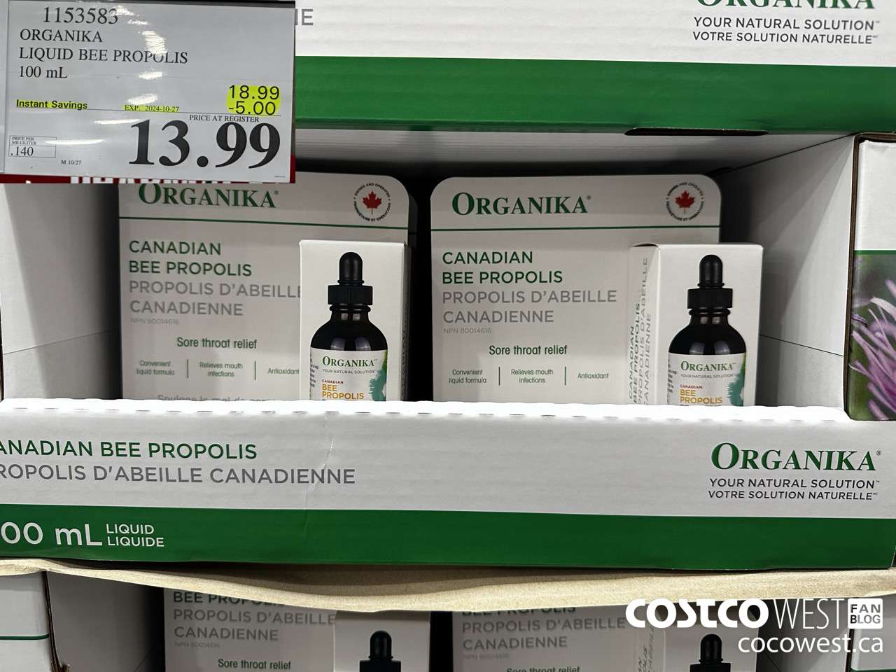 1153583 ORGANIKA LIQUID BEE PROPOLIS 100 mL ($5.00 INSTANT SAVINGS EXPIRES ON 2024-10-27) $13.99