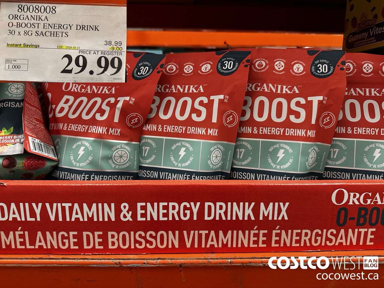 8008008 ORGANIKA O-BOOST ENERGY DRINK 30 X 8G SACHETS ($9.00 INSTANT SAVINGS EXPIRES ON 2024-10-13) $29.99