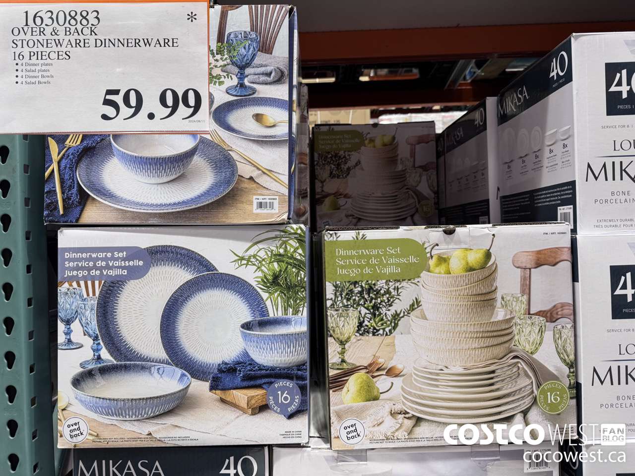 1630883 OVER & BACK STONEWARE DINNERWARE 16 PIECES $59.99