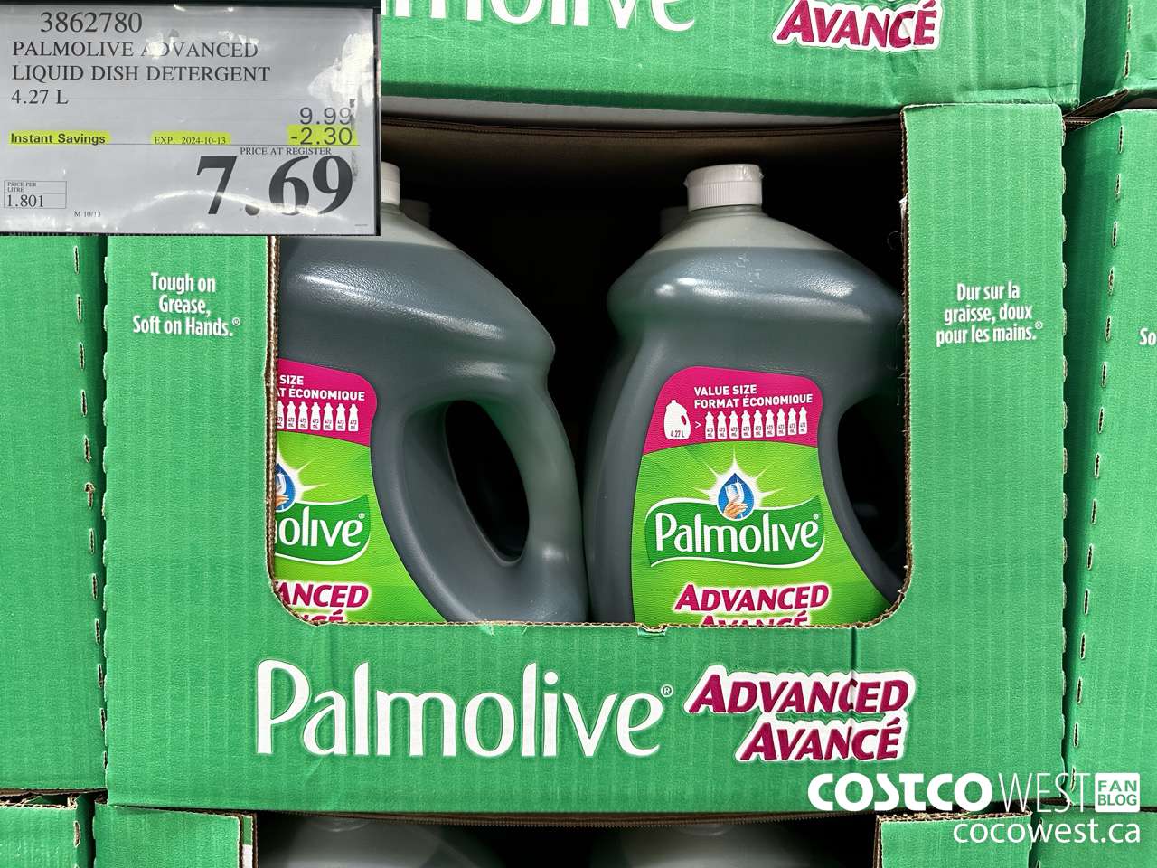 3862780 PALMOLIVE ADVANCED LIQUID DISH DETERGENT 4.27 L ($2.30 INSTANT SAVINGS EXPIRES ON 2024-10-13) $7.69