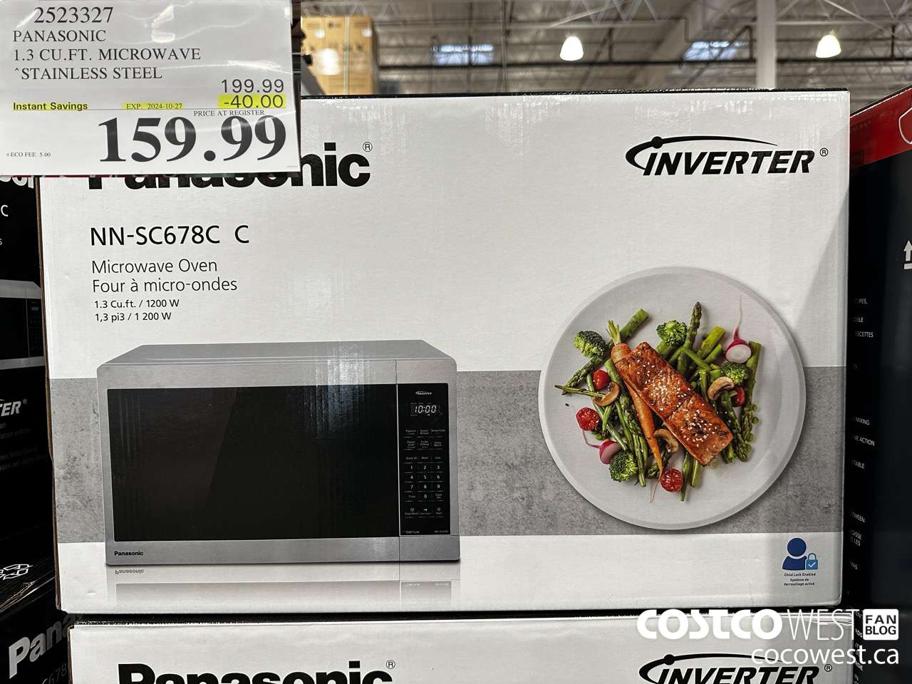 2523327 PANASONIC 1.3 CU FT MICROWAVE STAINLESS STEEL ($40.00 INSTANT SAVINGS EXPIRES ON 2024-10-27) $159.99