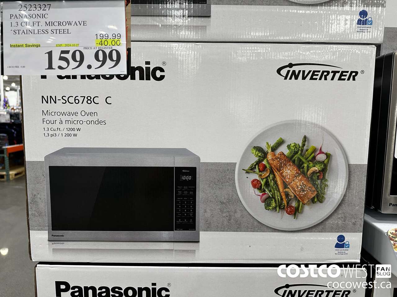 2523327 PANASONIC 1.3 CU FT MICROWAVE STAINLESS STEEL ($40.00 INSTANT SAVINGS EXPIRES ON 2024-10-27) $159.99
