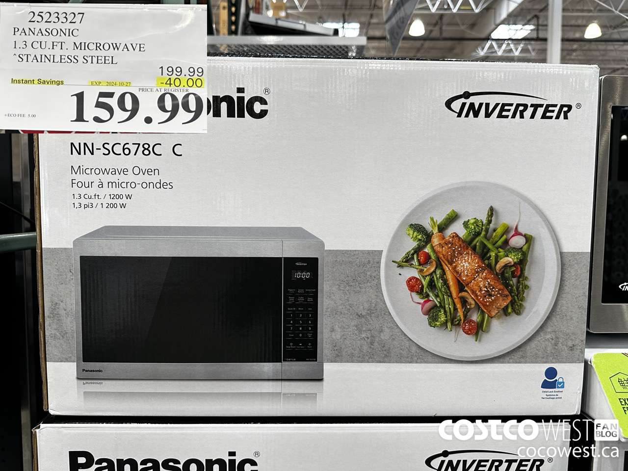 2523327 PANASONIC 1.3 CU FT MICROWAVE STAINLESS STEEL ($40.00 INSTANT SAVINGS EXPIRES ON 2024-10-27) $159.99