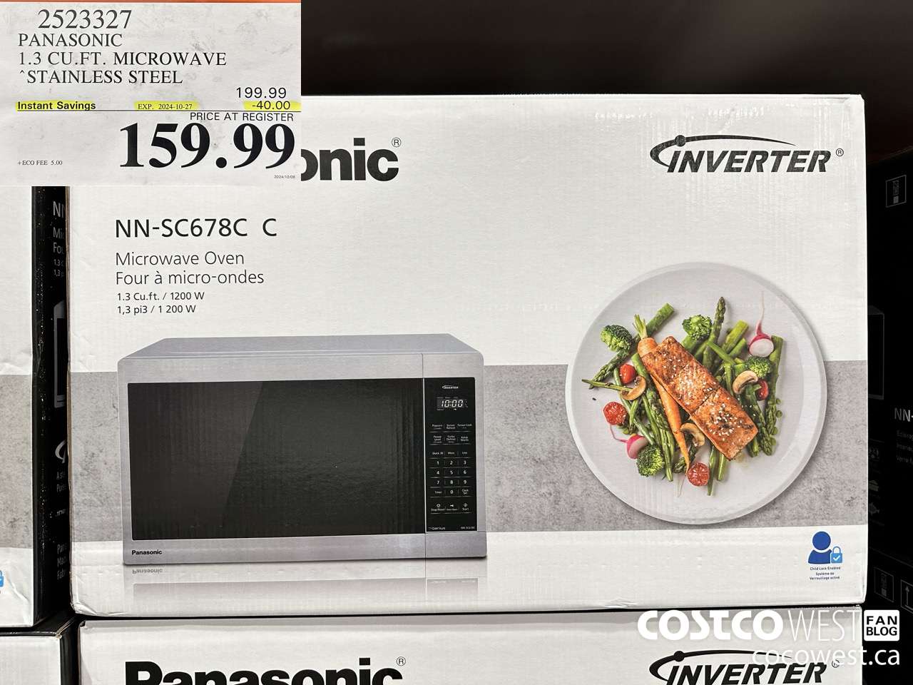 2523327 PANASONIC 1.3 CU FT MICROWAVE STAINLESS STEEL ($40.00 INSTANT SAVINGS EXPIRES ON 2024-10-27) $159.99
