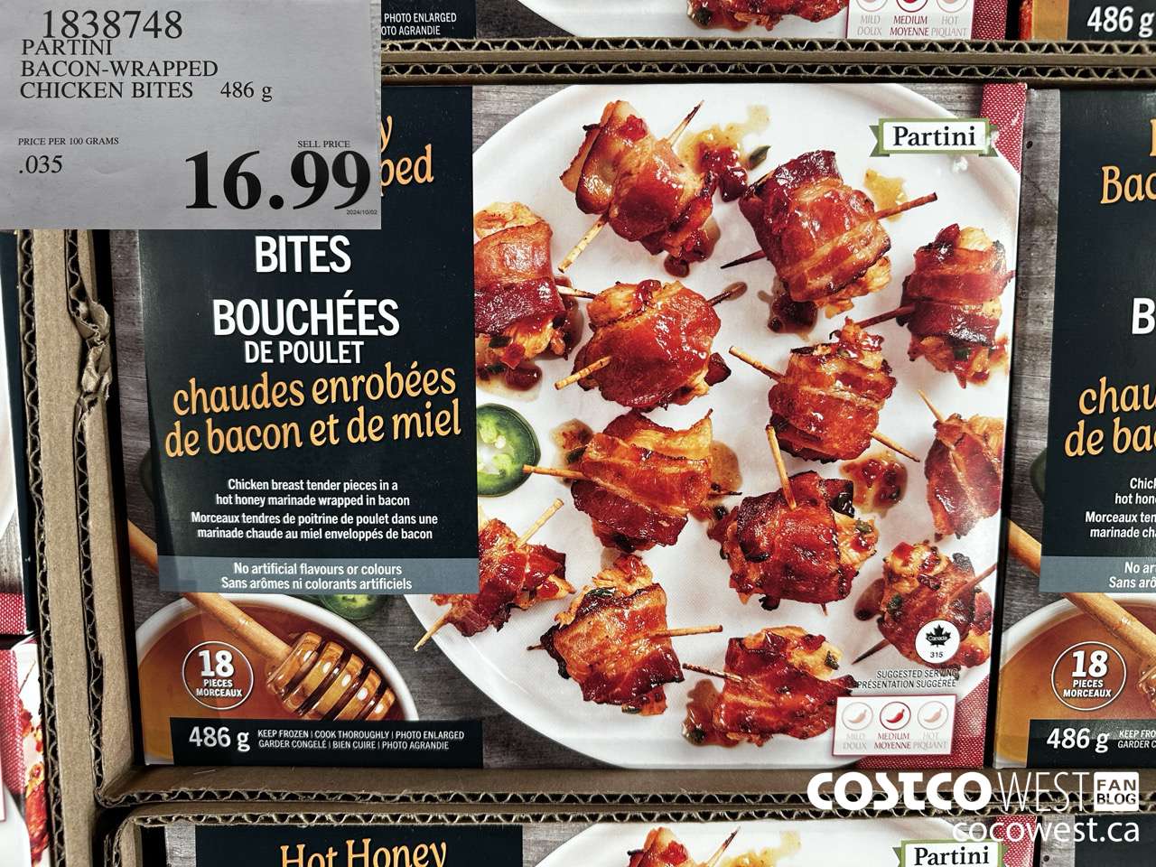 1838748 PARTINI BACON-WRAPPED CHICKEN BITES 486G $16.99