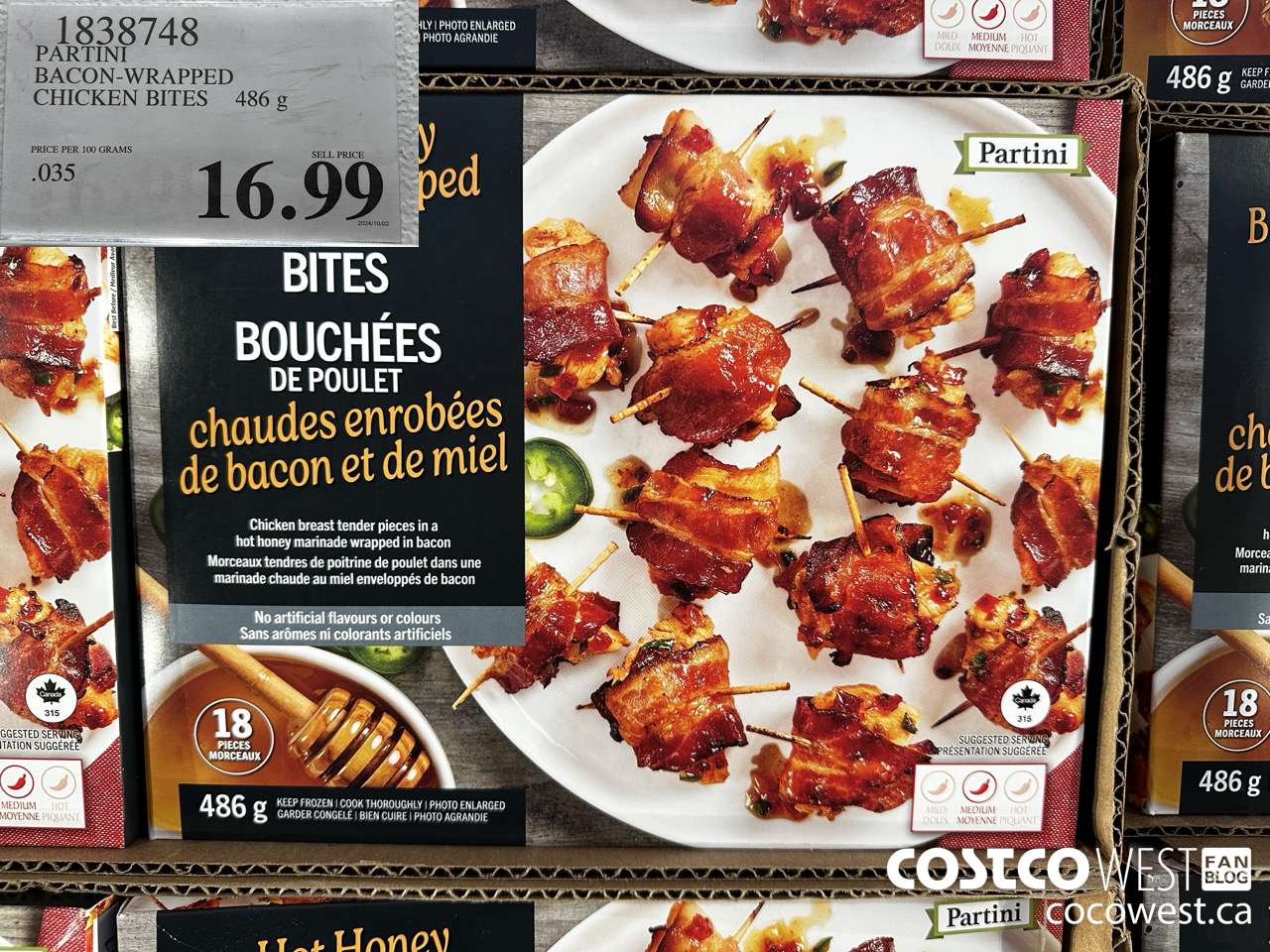 1838748 PARTINI BACON-WRAPPED CHICKEN BITES 486G $16.99