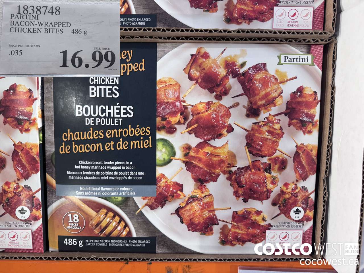 1838748 PARTINI BACON-WRAPPED CHICKEN BITES 486G $16.99