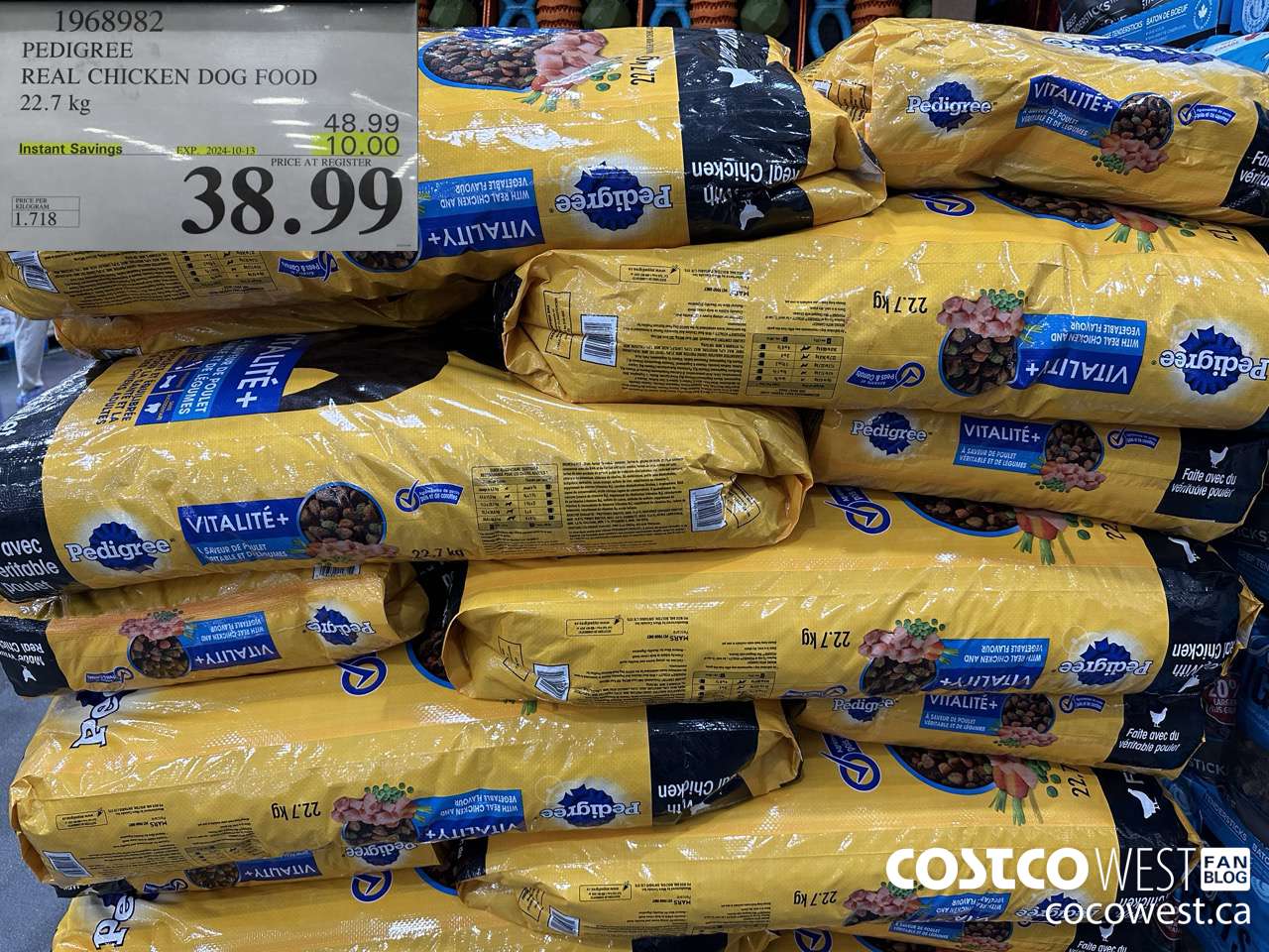 1968982 PEDIGREE REAL CHICKEN DOG FOOD 22.7 kg ($10.00 INSTANT SAVINGS EXPIRES ON 2024-10-13) $38.99