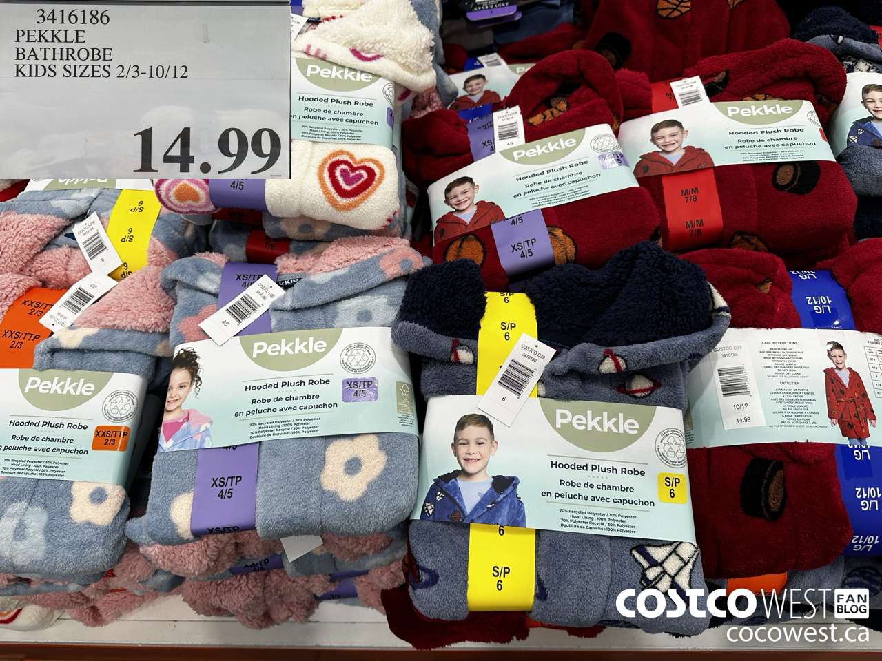 3416186 PEKKLE BATHROBE KIDS SIZES 2/3-10/12 $14.99