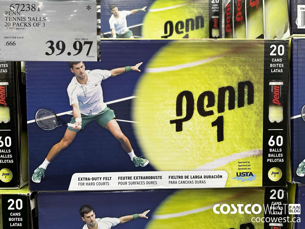 672381 PENN TENNIS BALLS 20 PACKS OF 3 $39.97
