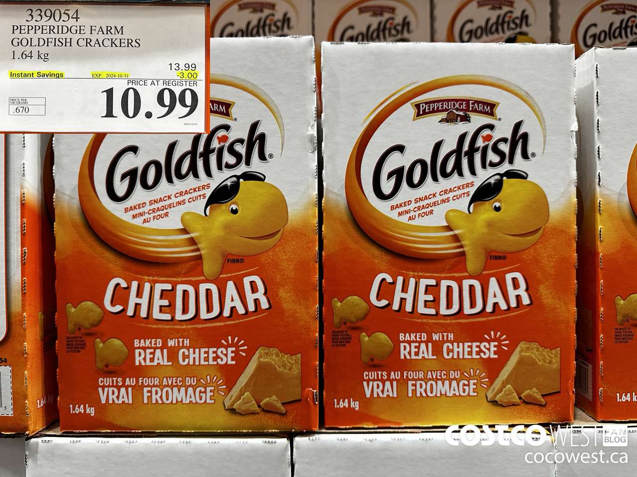 339054 PEPPERIDGE FARM GOLDFISH CRACKERS 1.64 kg ($3.00 INSTANT SAVINGS EXPIRES ON 2024-10-31) $10.99
