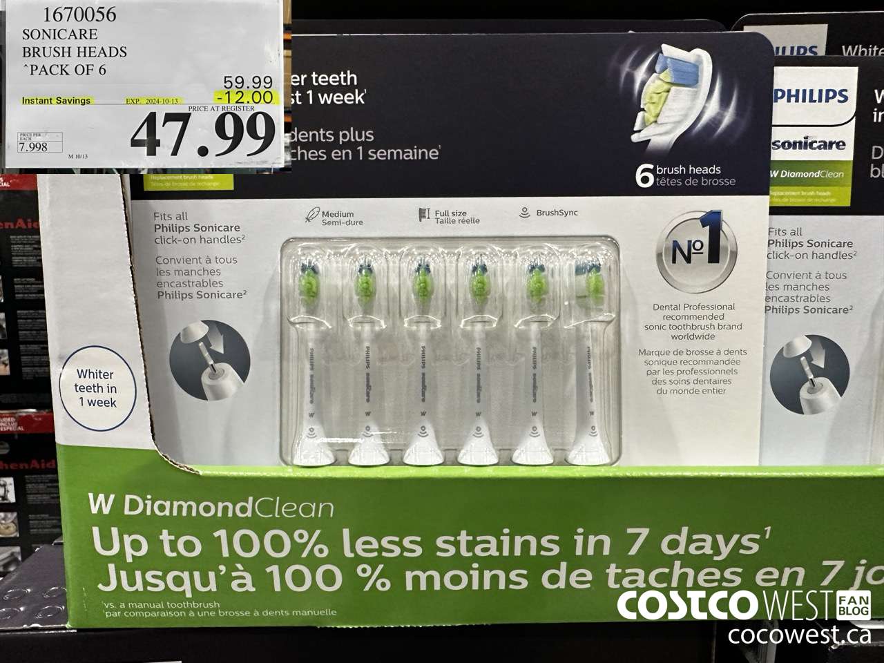 1670056 PHILIPS SONICARE DIAMONDCLEAN BRUSH HEADS 6-PACK ($12.00 INSTANT SAVINGS EXPIRES ON 2024-10-13) $47.99