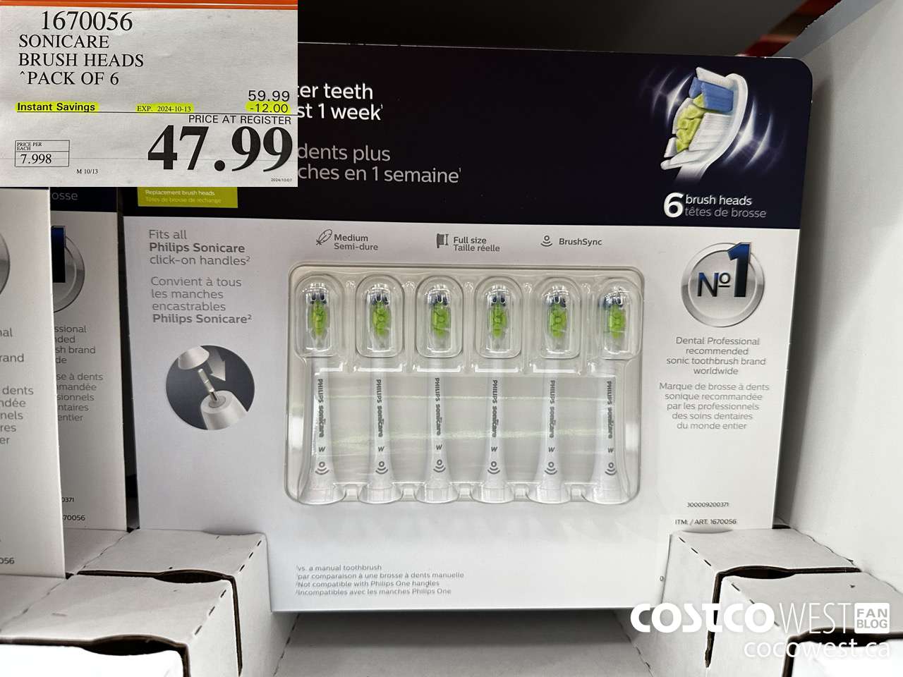 1670056 PHILIPS SONICARE DIAMONDCLEAN BRUSH HEADS 6-PACK ($12.00 INSTANT SAVINGS EXPIRES ON 2024-10-13) $47.99