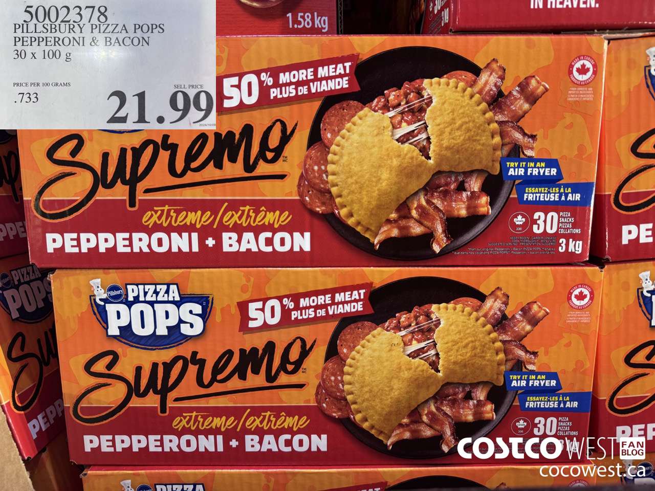 5002378 PILLSBURY PIZZA POPS PEPPERONI & BACON 30 x 100 g $21.99