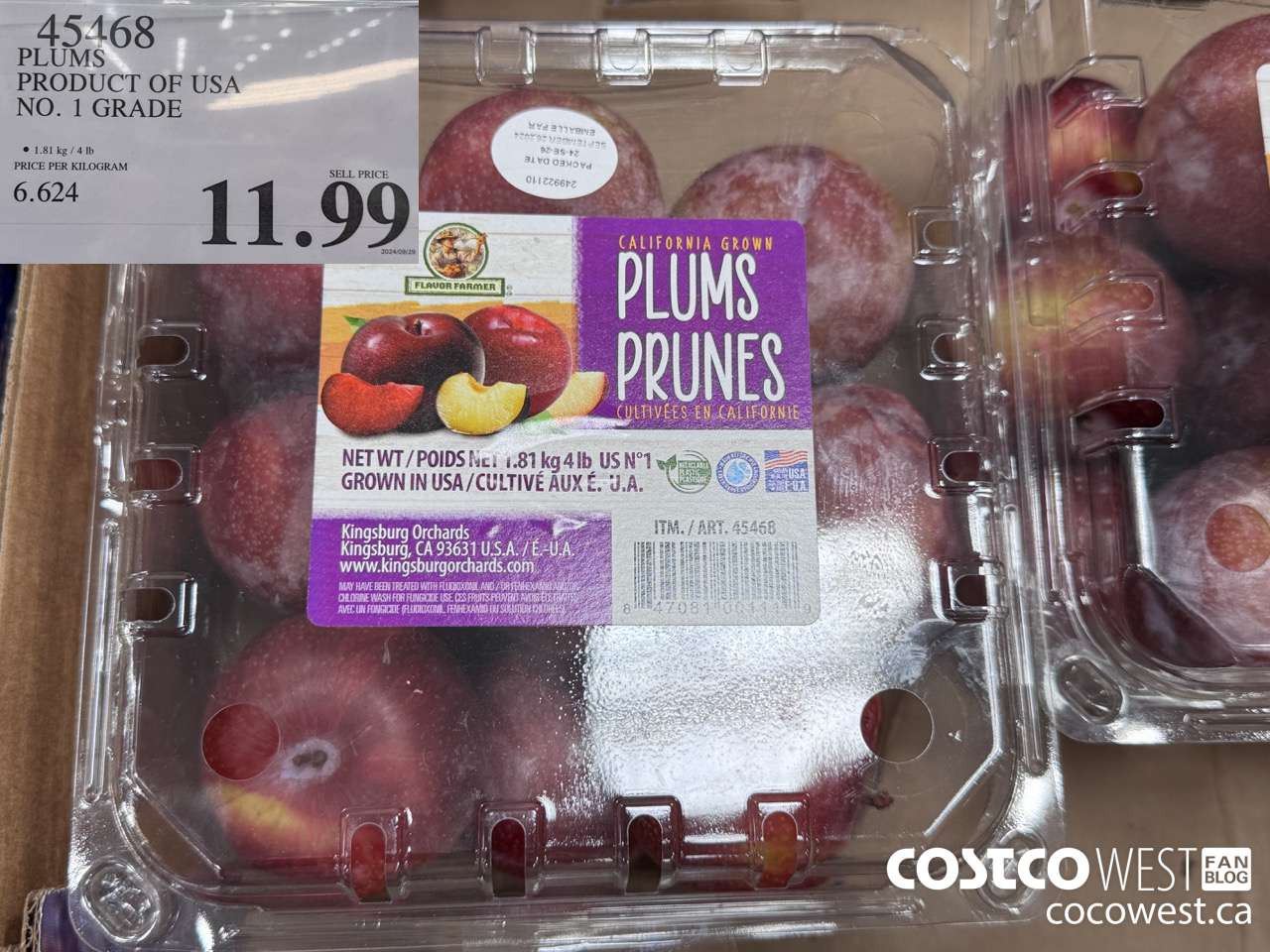 45468 PLUMS PRODUCT OF USA NO. 1 GRADE $11.99