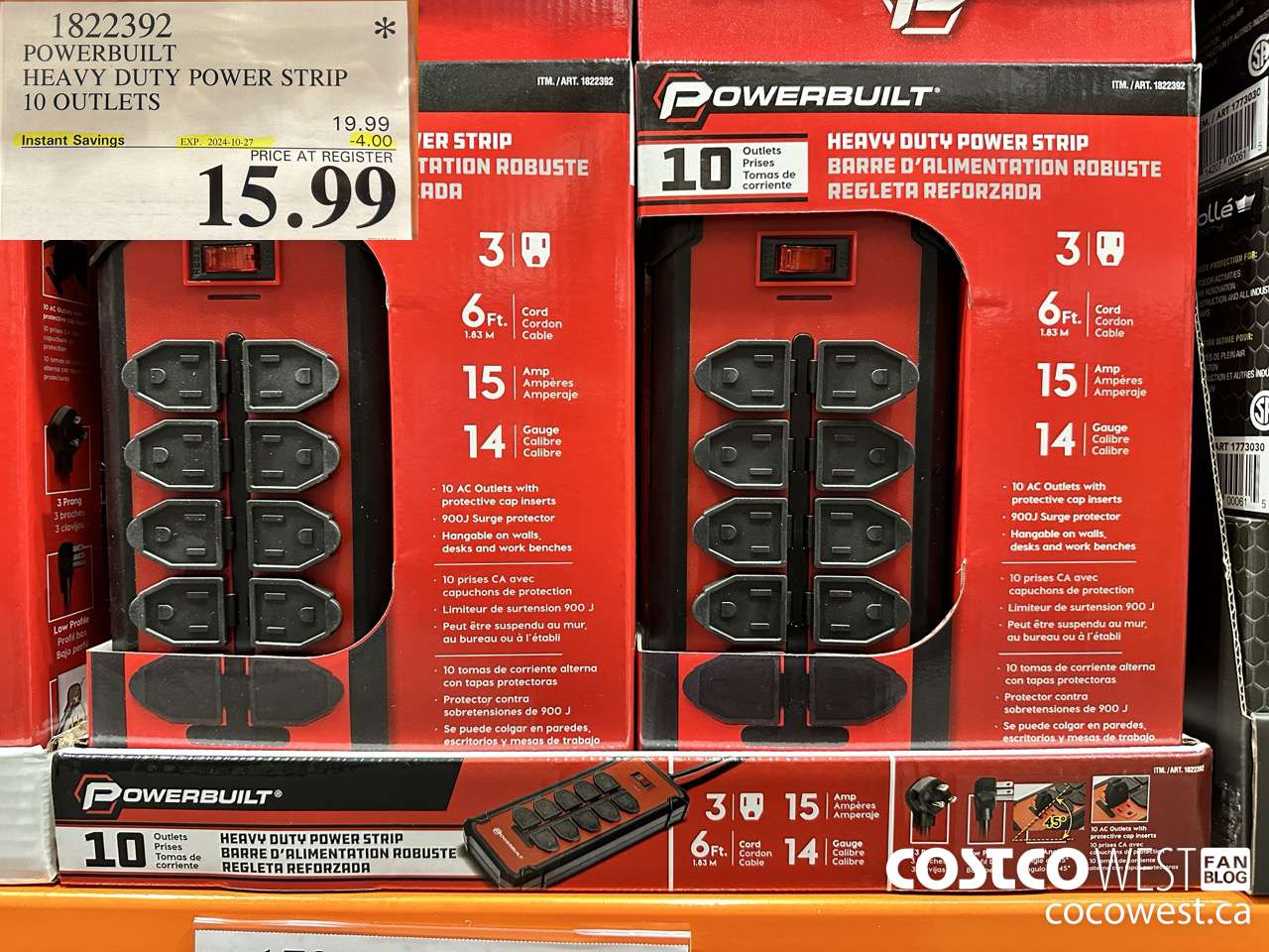 1822392 POWERBUILT HEAVY DUTY POWER STRIP 10 OUTLETS ($4.00 INSTANT SAVINGS EXPIRES ON 2024-10-27) $15.99