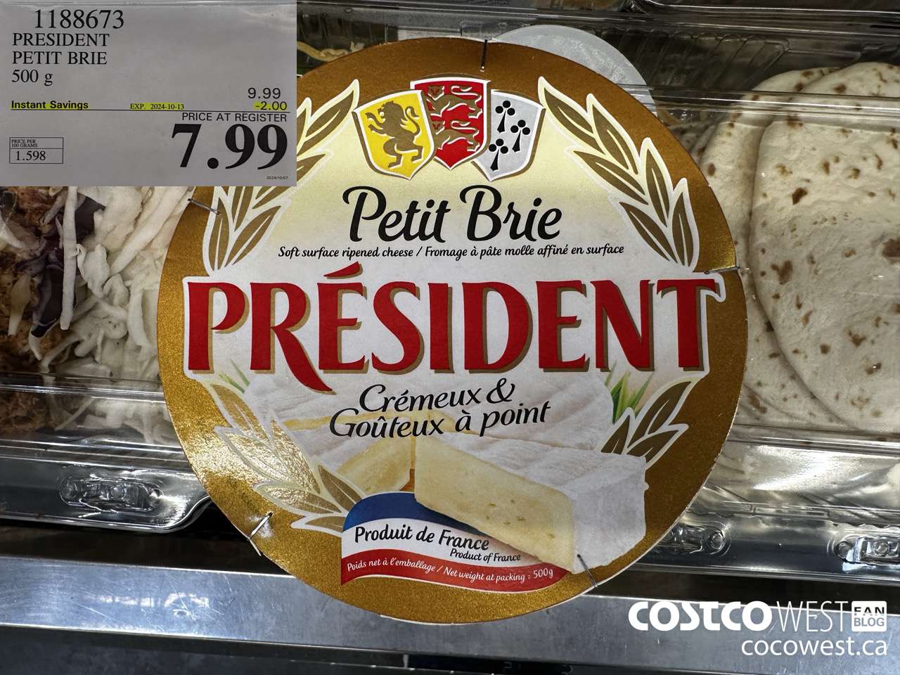 1188673 PRESIDENT PETIT BRIE 500 g ($2.00 INSTANT SAVINGS EXPIRES ON 2024-10-13) $7.99
