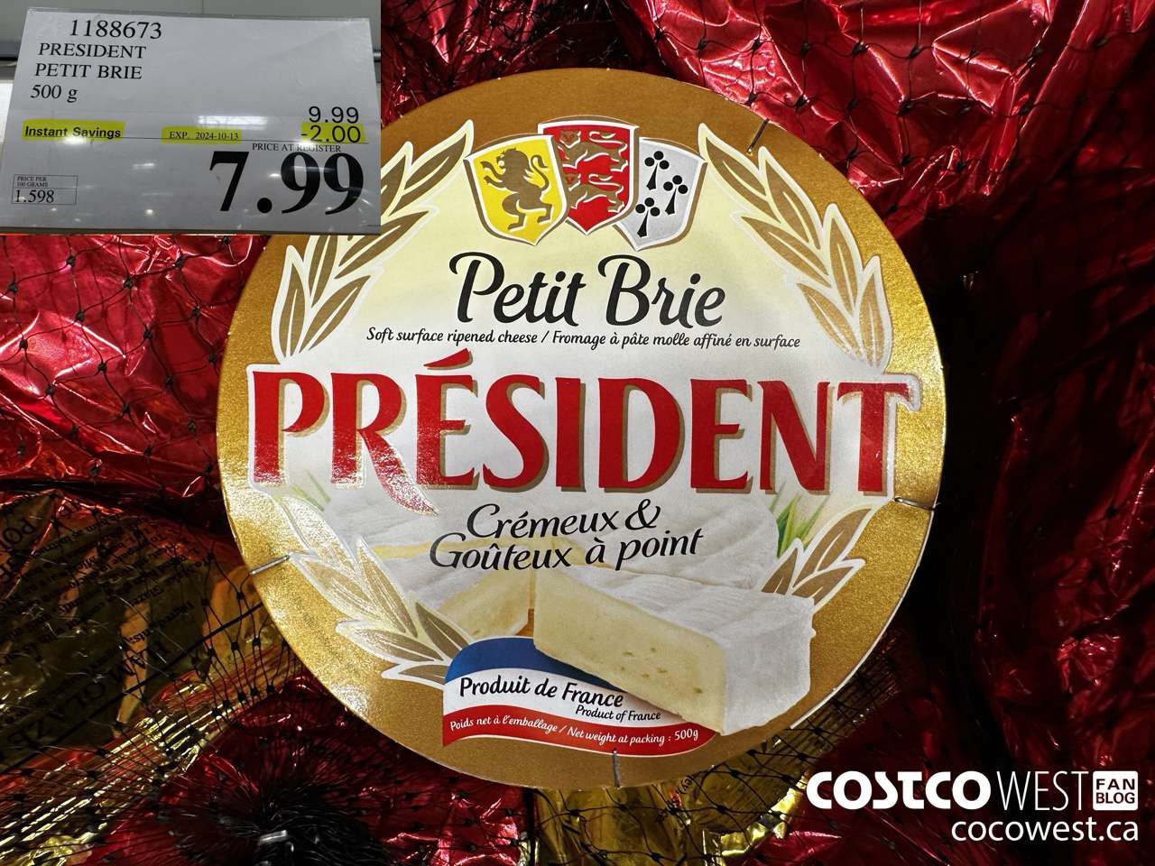 1188673 PRESIDENT PETIT BRIE 500 g ($2.00 INSTANT SAVINGS EXPIRES ON 2024-10-13) $7.99