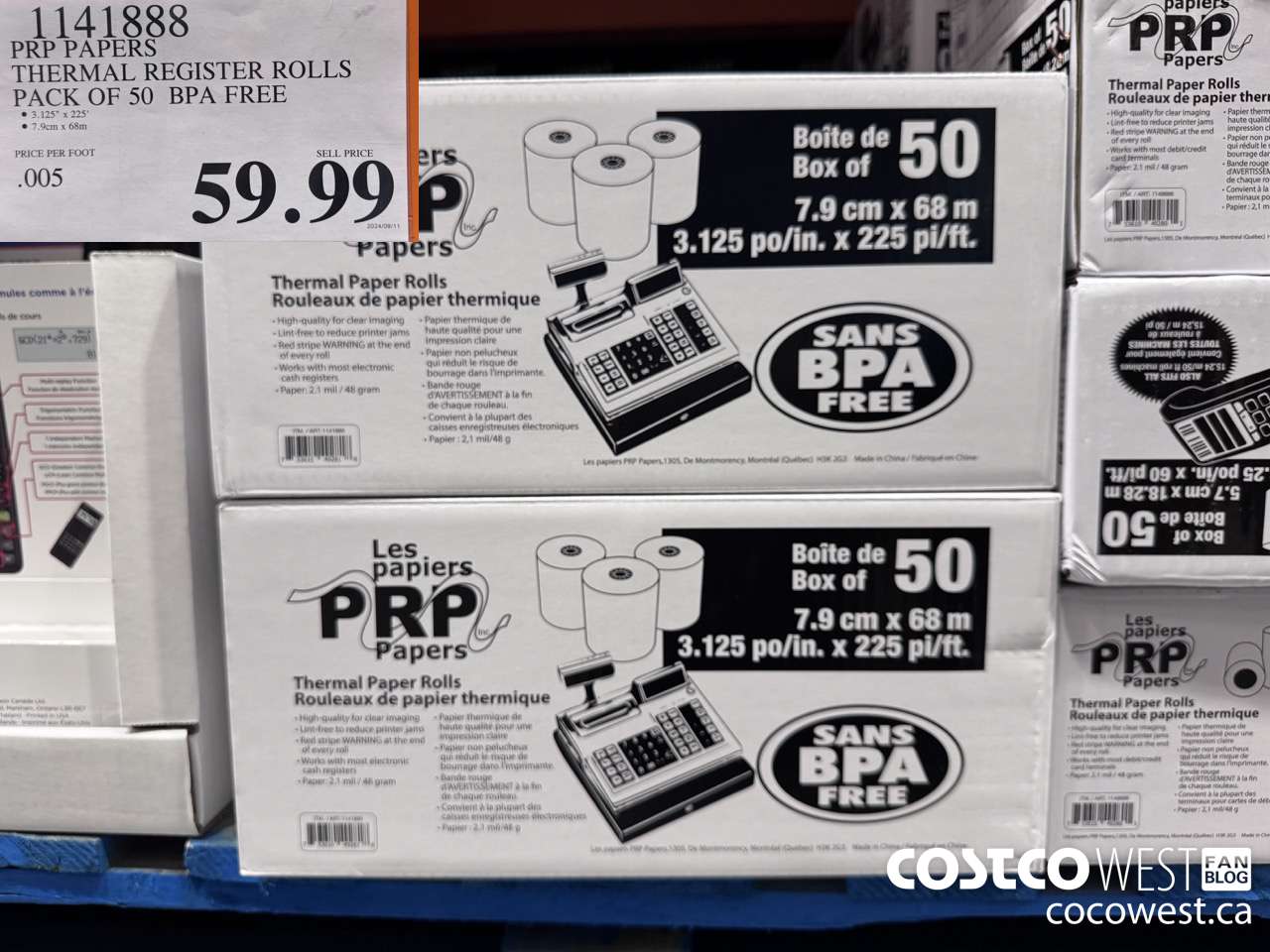 1141888 PRP PAPERS THERMAL REGISTER ROLLS PACK OF 50 BPA FREE $59.99