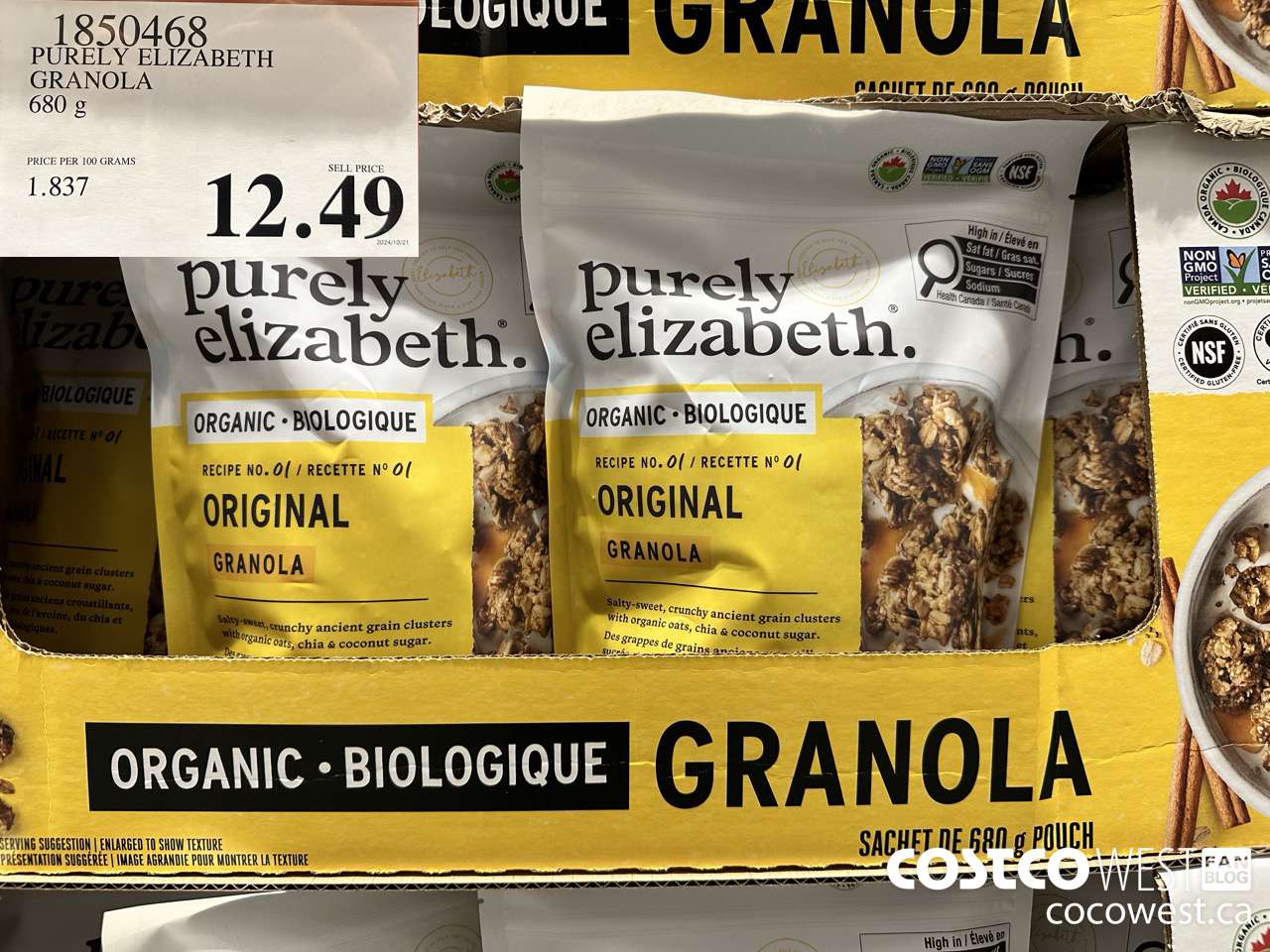 1850468 PURELY ELIZABETH GRANOLA 680G $12.49