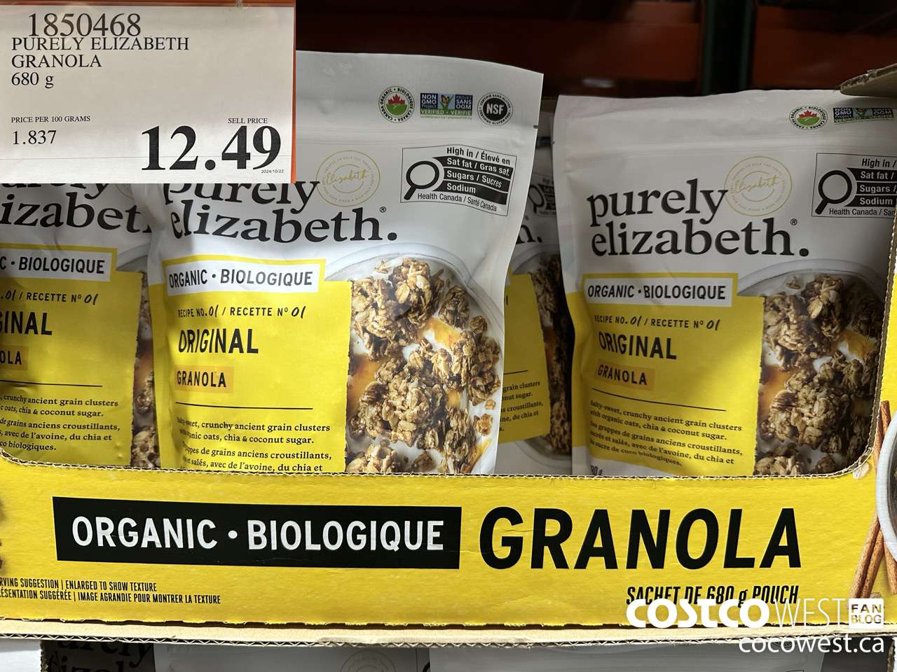 1850468 PURELY ELIZABETH GRANOLA 680G $12.49