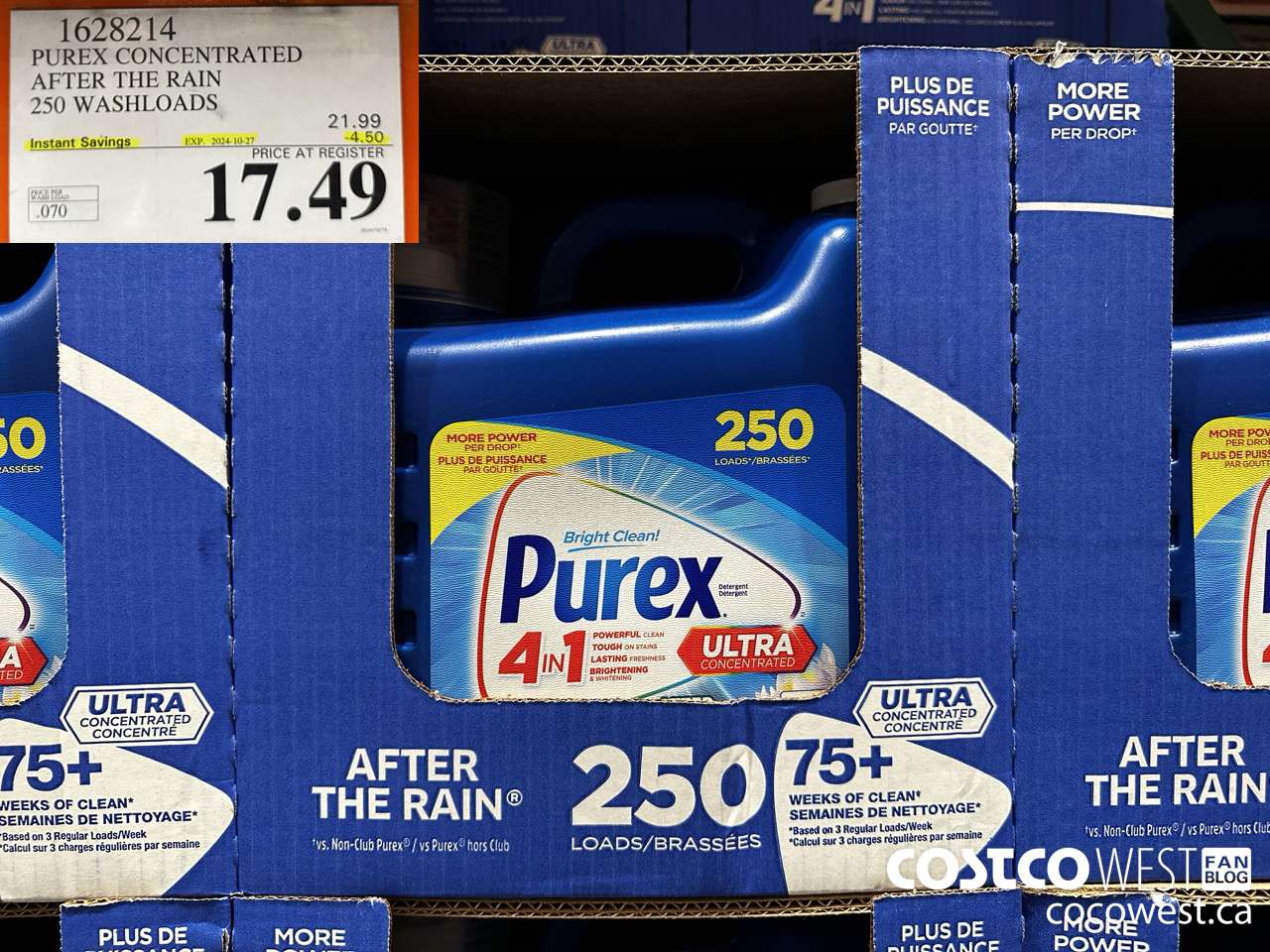 1628214 PUREX CONCENTRATED AFTER THE RAIN 250 WASHLOADS ($4.50 INSTANT SAVINGS EXPIRES ON 2024-10-27) $17.49