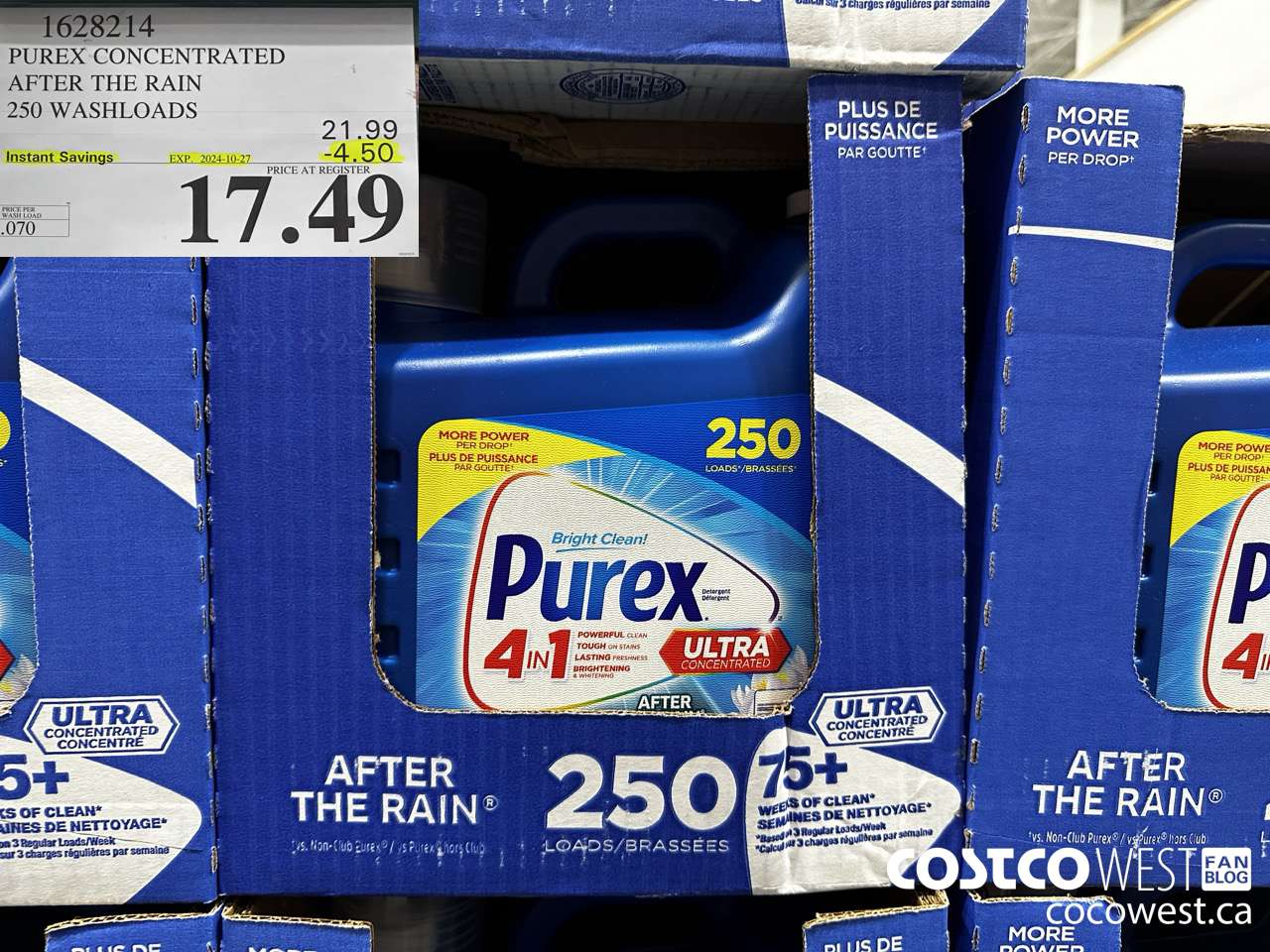1628214 PUREX CONCENTRATED AFTER THE RAIN 250 WASHLOADS ($4.50 INSTANT SAVINGS EXPIRES ON 2024-10-27) $17.49