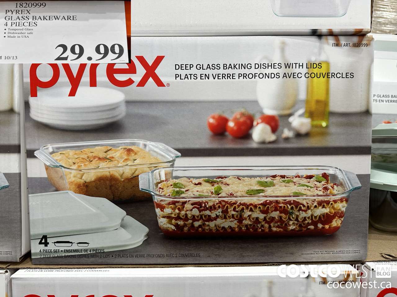 1820999 PYREX GLASS BAKEWARE 4 PIECES $29.99
