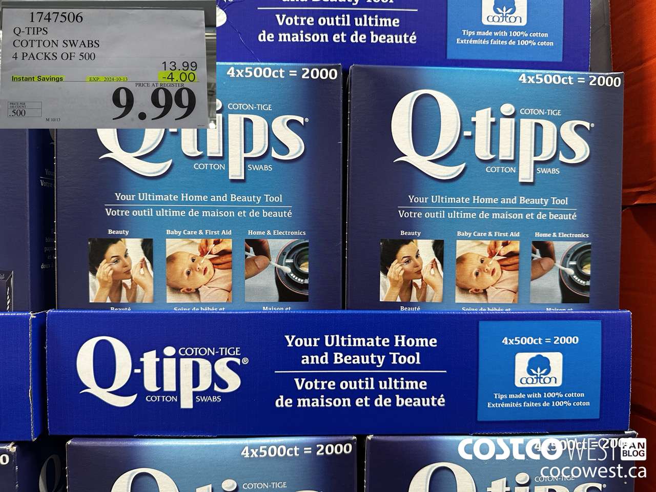 1747506 Q-TIPS COTTON SWABS 4 PACKS OF 500 ($4.00 INSTANT SAVINGS EXPIRES ON 2024-10-13) $9.99