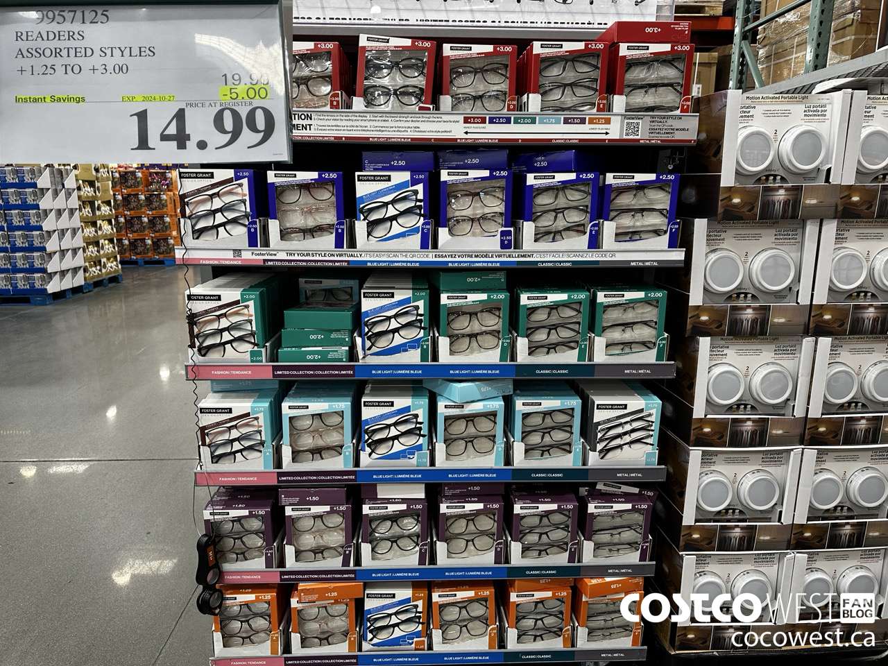 9957125 READERS ASSORTED STYLES +1.25 TO +3.00 ($5.00 INSTANT SAVINGS EXPIRES ON 2024-10-27) $14.99