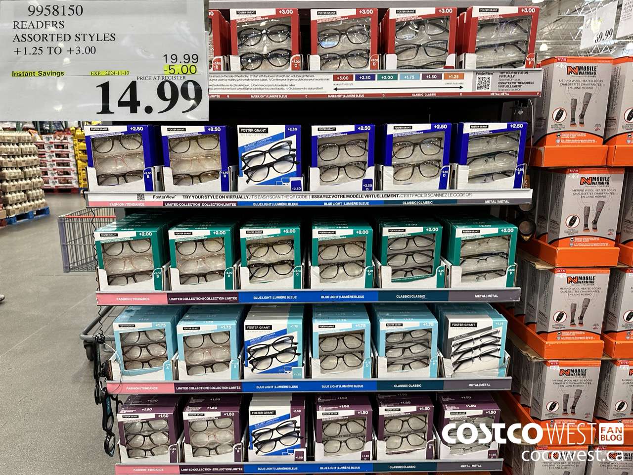 9958150 READERS ASSORTED STYLES +1.25 TO +3.00 ($5.00 INSTANT SAVINGS EXPIRES ON 2024-11-10) $14.99