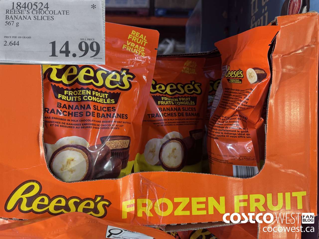 1840524 REESE'S CHOCOLATE BANANA SLICES 567G $14.99