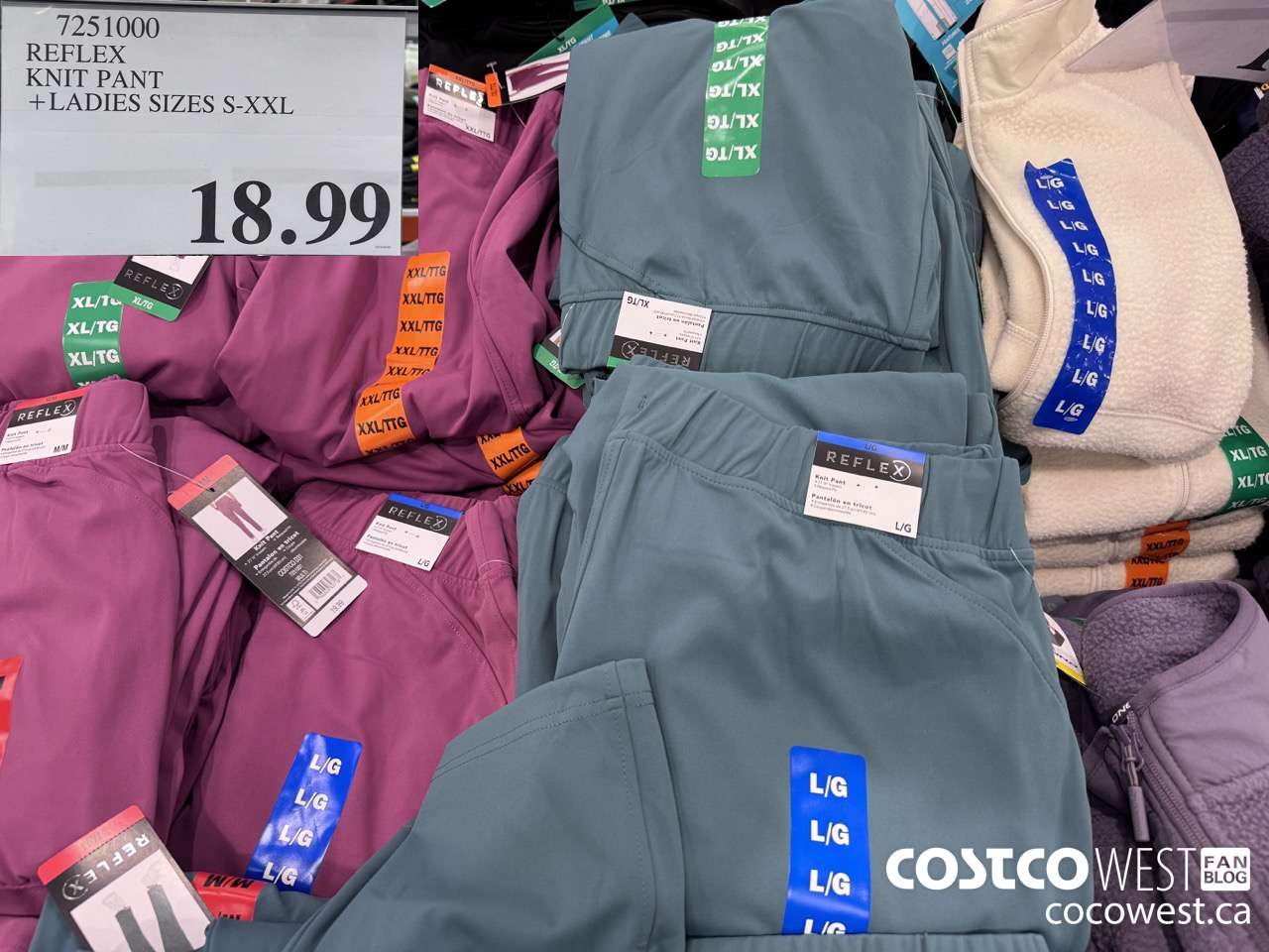 7251000 REFLEX KNIT PANT LADIES SIZES S-XXL $18.99