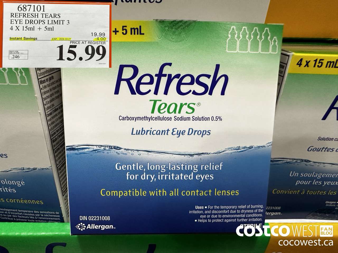 687101 REFRESH TEARS LUBRICANT EYE DROPS 4X15ml PLUS 5ml ($4.00 INSTANT SAVINGS EXPIRES ON 2024-10-27) $15.99