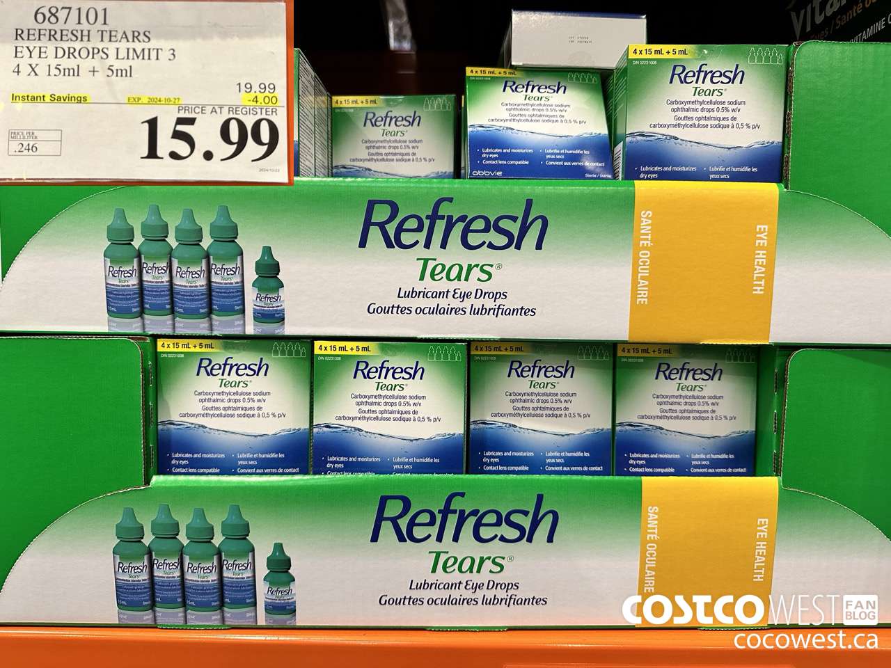687101 REFRESH TEARS LUBRICANT EYE DROPS 4X15ml PLUS 5ml ($4.00 INSTANT SAVINGS EXPIRES ON 2024-10-27) $15.99