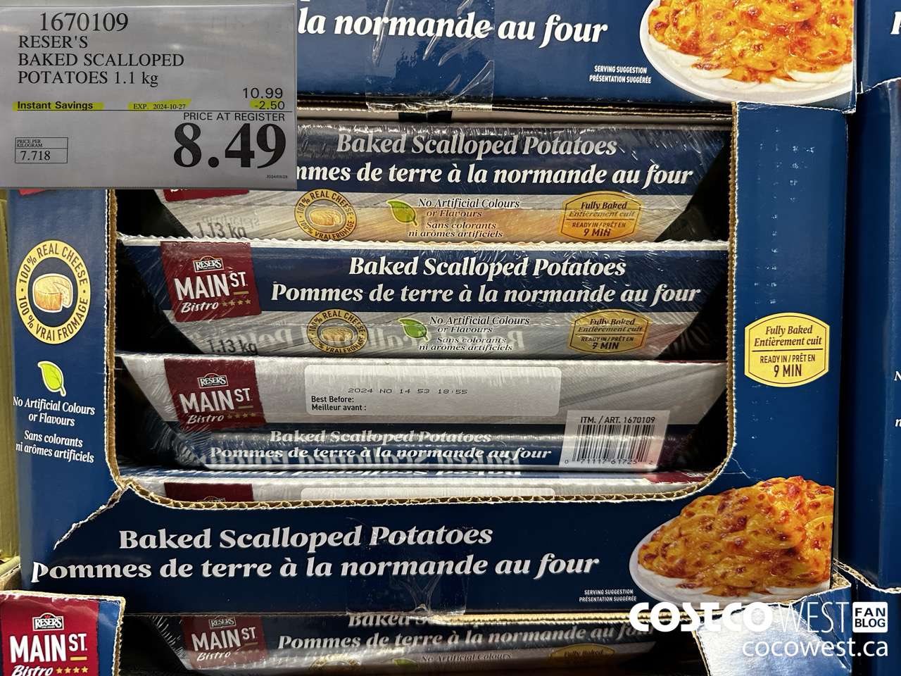 1670109 RESER'S BAKED SCALLOPED POTATOES 1.1 kg ($2.50 INSTANT SAVINGS EXPIRES ON 2024-10-27) $8.49