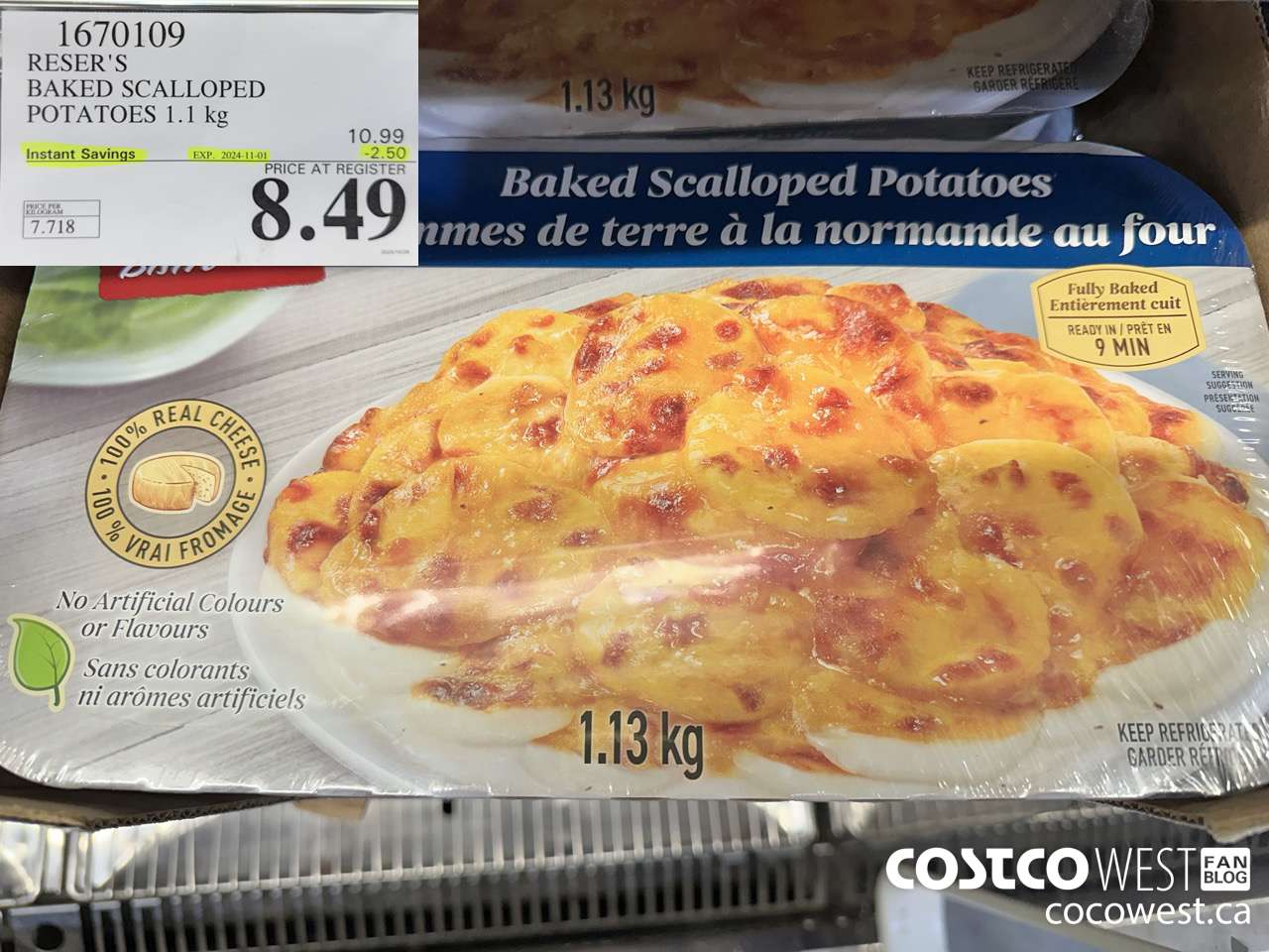 1670109 RESER'S BAKED SCALLOPED POTATOES 1.1 kg ($2.50 INSTANT SAVINGS EXPIRES ON 2024-11-01) $8.49