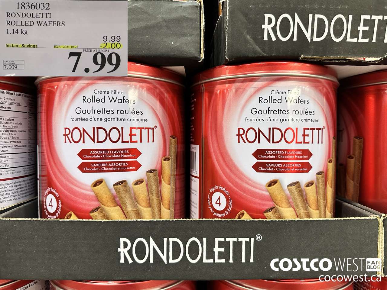 1836032 RONDOLETTI ROLLED WAFERS 1.14KG ($2.00 INSTANT SAVINGS EXPIRES ON 2024-10-27) $7.99