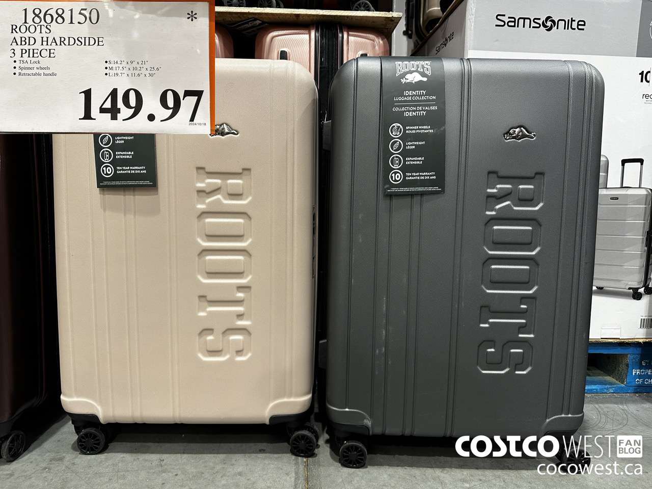 1868150 ROOTS ABD HARDSIDE 3 PIECE $149.97