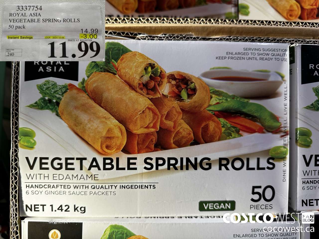3337754 ROYAL ASIA VEGETABLE SPRING ROLLS 50 PACK ($3.00 INSTANT SAVINGS EXPIRES ON 2024-10-06) $11.99
