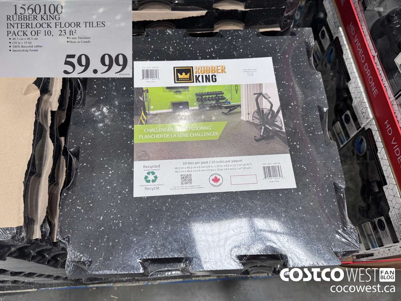 1560100 RUBBER KING INTERLOCK FLOOR TILES PACK OF 10 23FT2 $59.99
