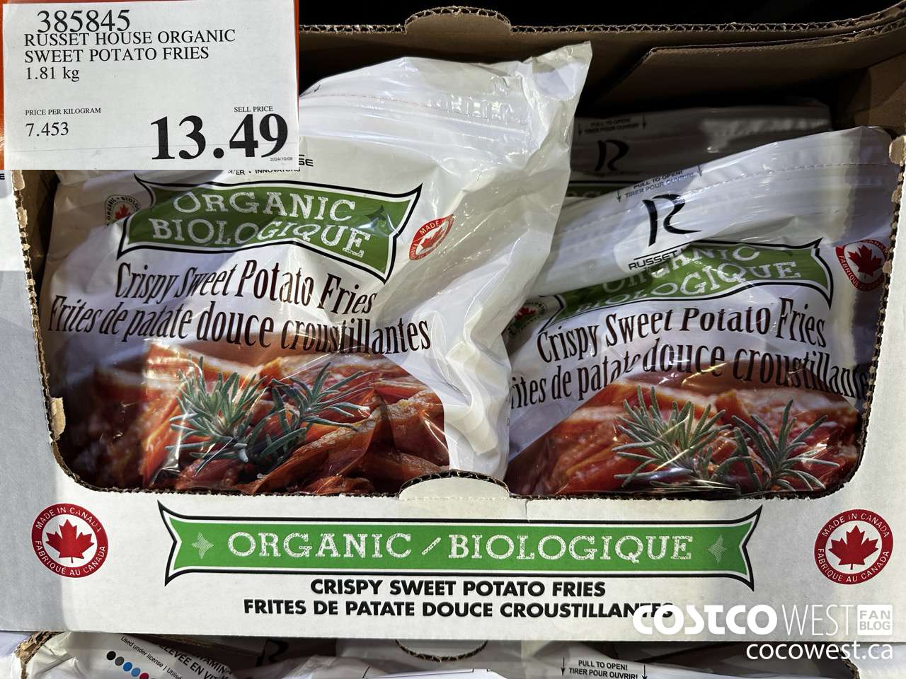 385845 RUSSET HOUSE ORGANIC SWEET POTATO FRIES 1.81 kg $13.49