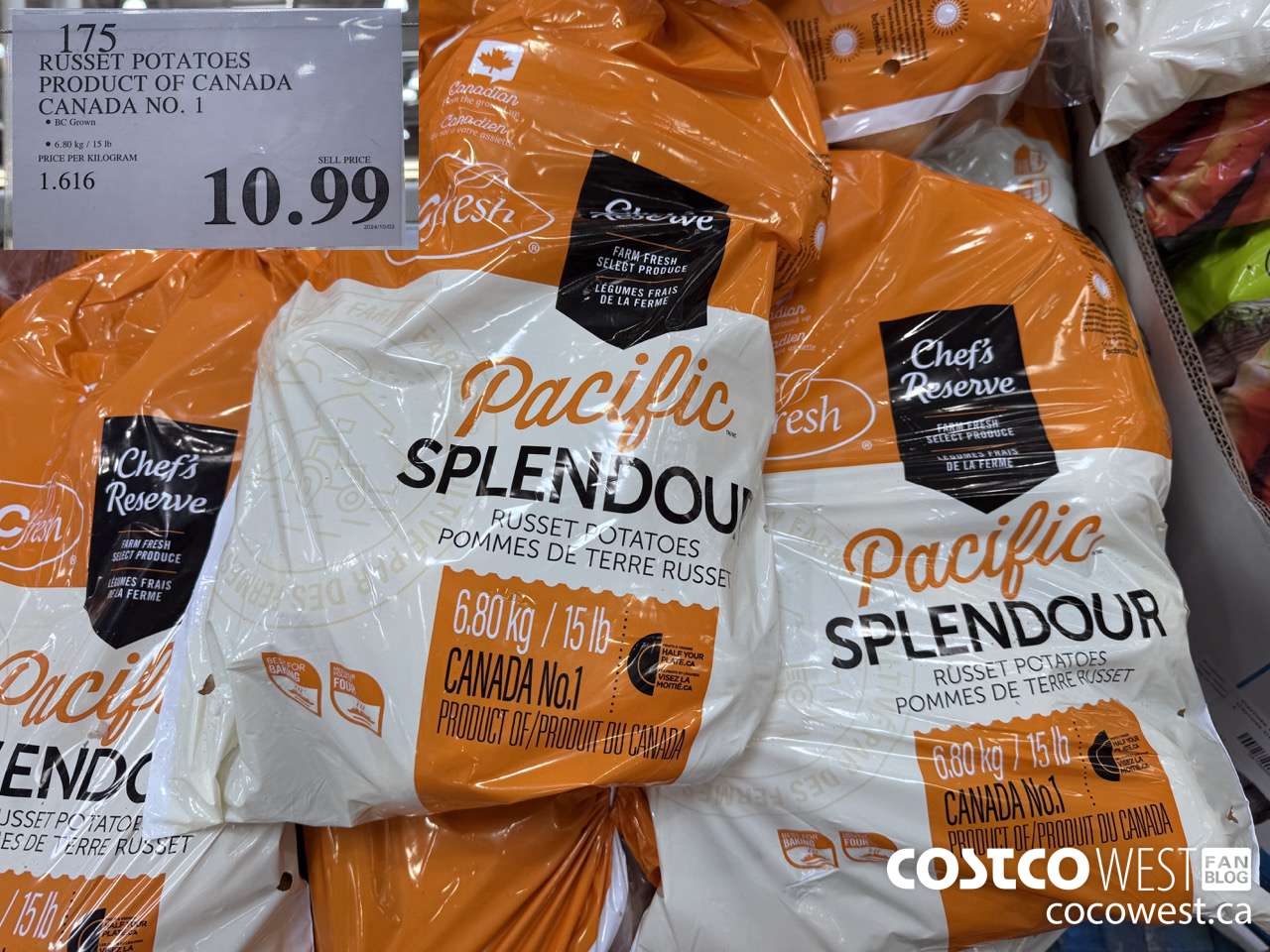 175 RUSSET POTATOES PRODUCT OF CANADA CANADA NO. 1 GRADE $10.99