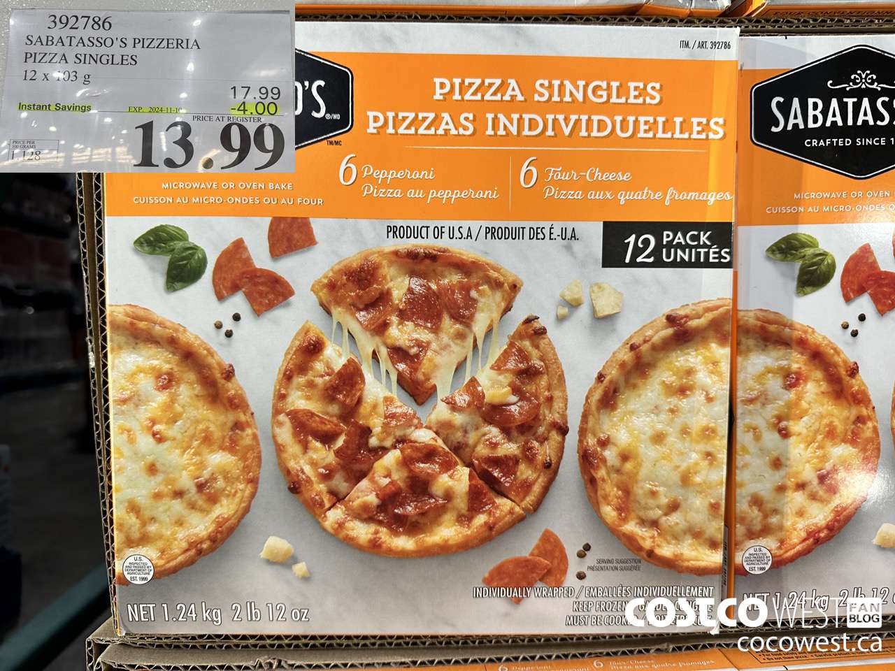 392786 SABATASSO'S PIZZERIA PIZZA SINGLES 12 X 103g ($4.00 INSTANT SAVINGS EXPIRES ON 2024-11-10) $13.99