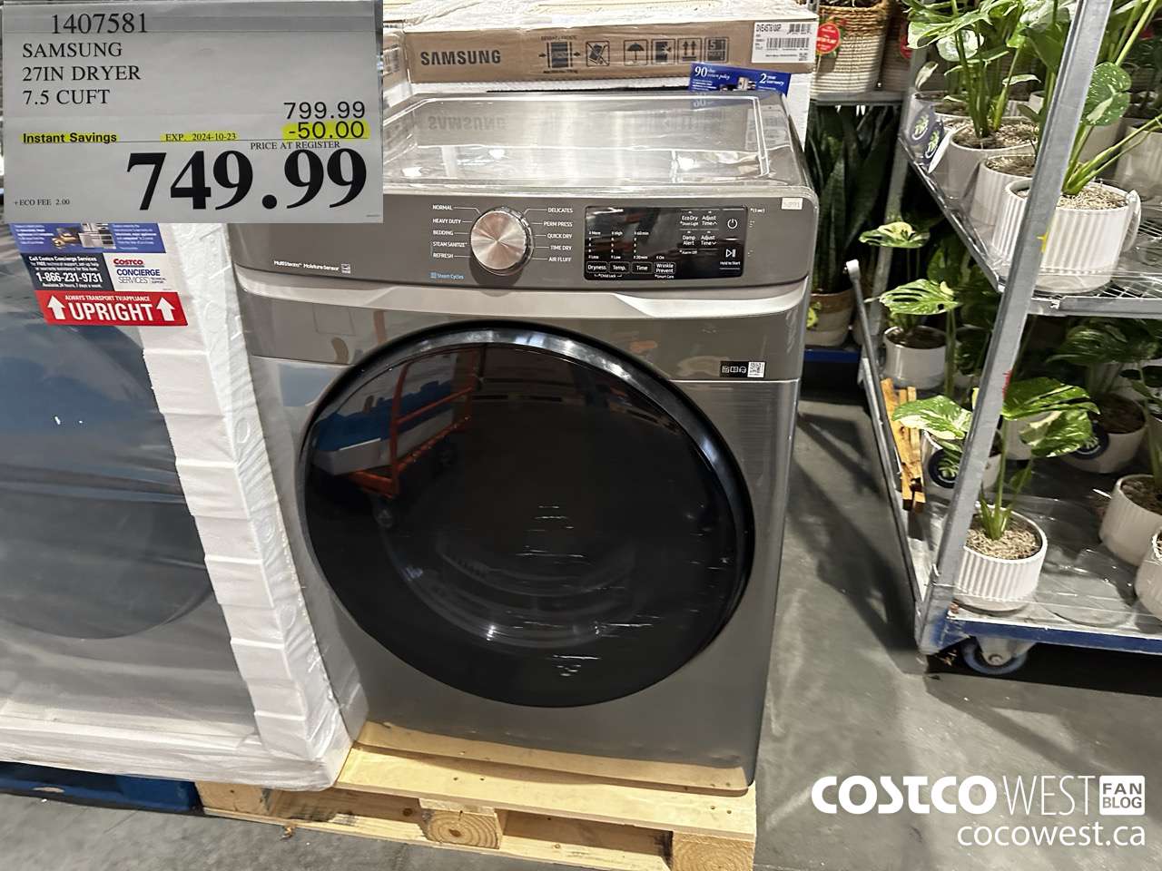 1407581 SAMSUNG 27IN DRYER 7.5 CUFT ($50.00 INSTANT SAVINGS EXPIRES ON 2024-10-23) $749.99