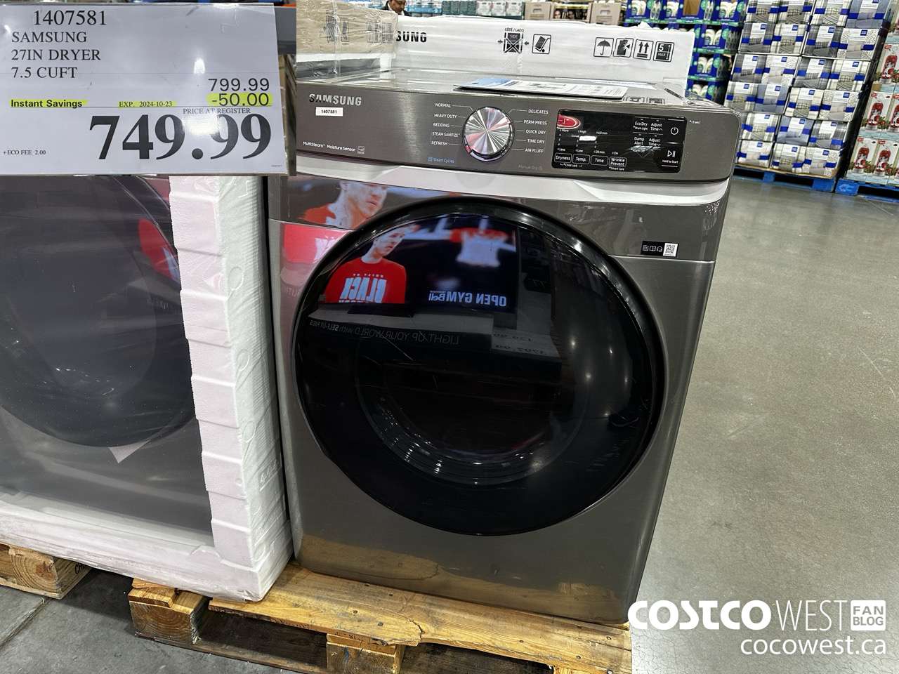 1407581 SAMSUNG 27IN DRYER 7.5 CUFT ($50.00 INSTANT SAVINGS EXPIRES ON 2024-10-23) $749.99